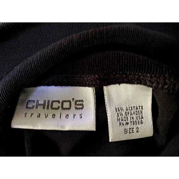 Chico's Black Mock Neck Cap Sleeve Slinky Pullover Top Wrinkle Free Sz 2 M/L USA - Picture 5 of 5